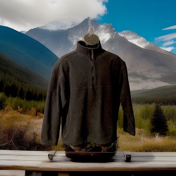 Eddie Bauer‎ Men's EBTEK Jacket Size S Black Full Zip Fleece Vintage USA - Picture 1 of 5